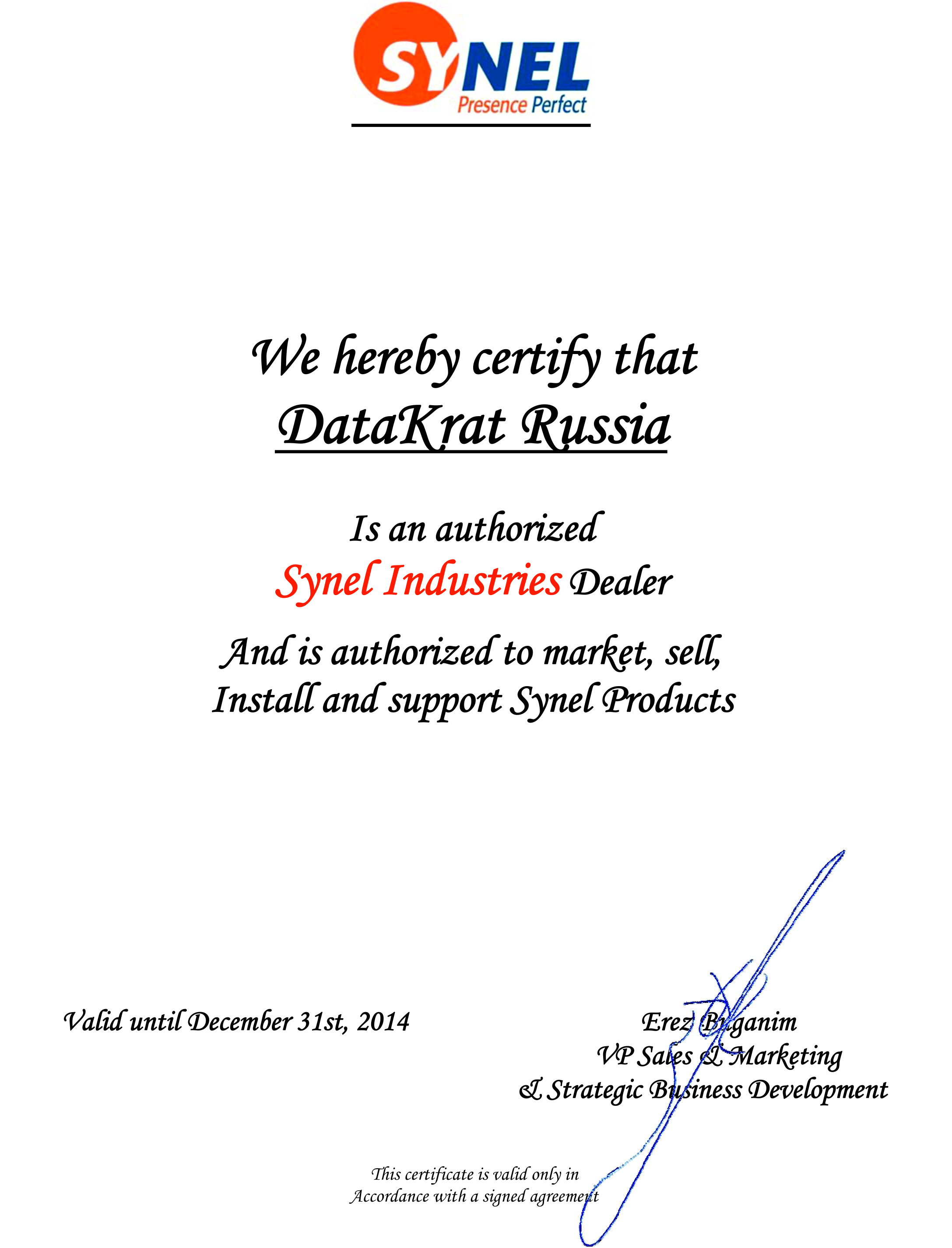 SYNEL_Сервисный сертификат
